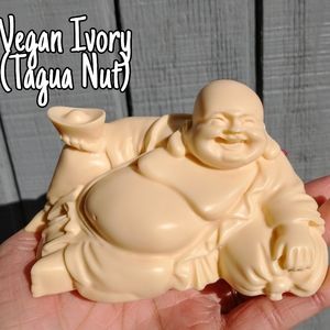 Vegan Ivory Tagua Nut Laughing Buddha Statue